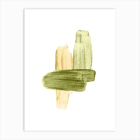 Green Brush Strokes Art Print