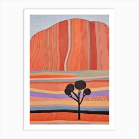 Uluru Australia 2 Colourful Mountain Illustration Art Print
