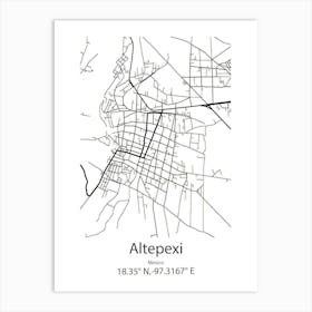 Altepexi,Mexico Minimalist Map Art Print