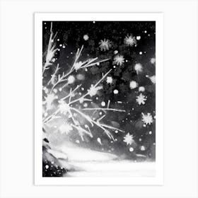 Frozen, Snowflakes, Black & White 3 Art Print