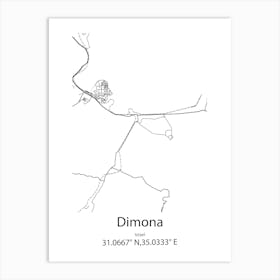 Dimona,Israel Minimalist Map Art Print