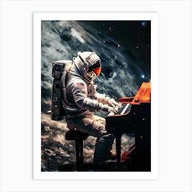 Astronaut Playing Piano In Space Art Print