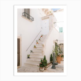 Stairs In Puglia Cactus Art Print