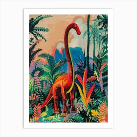 Colourful Dinosaur In The Landscape Painting 3 Art Print