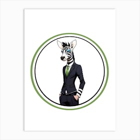 Zebra In Business Suit ai art Art Print