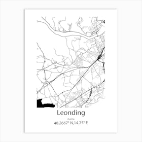 Leonding,Austria Minimalist Map Art Print