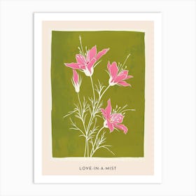 Pink & Green Love In A Mist 4 Flower Poster Art Print