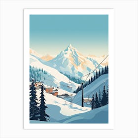 Courchevel   France, Ski Resort Illustration 0 Simple Style Art Print