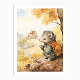 Storybook Animal Watercolour Hedgehog 4 Art Print