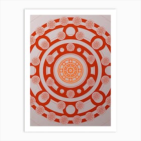Geometric Abstract Glyph Circle Array in Tomato Red n.0142 Art Print