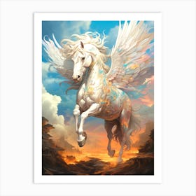 White Horse With Wings Art Print