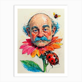 Man With Ladybugs Art Print