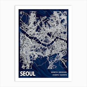 Seoul Crocus Marble Map Art Print