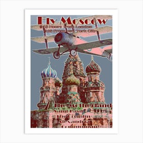 Moscow, Triplane Over Saint Basil'S Cathedral, Vintage Airshow Poster Art Print