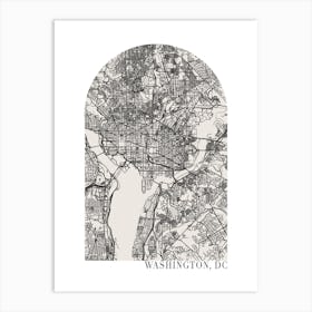 Washington DC Boho Minimal Arch Street Map Art Print