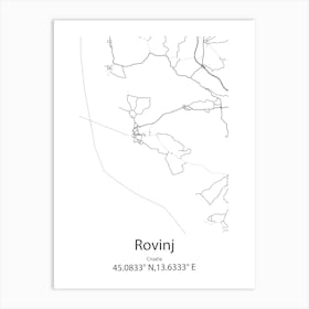 Rovinj,Croatia Minimalist Map Art Print