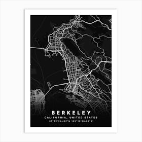 Berkeley California USA Black Map Art Print