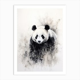 Panda Art In Sumi E (Japanese Ink Painting) Style 1 Art Print