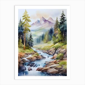 mountain forest landscape.sun 1 Art Print