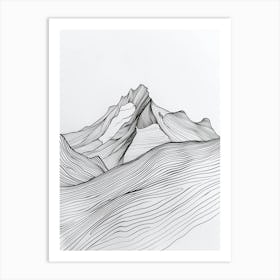 Makalu Nepalchina Line Drawing 3 Art Print