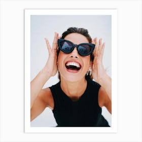 Happy Woman With Sunglasses Art Print