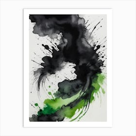 A Painting With Black And Green Colors Art Print