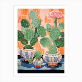 Cactus Painting Maximalist Still Life Lophophora Williamsii Cactus 4 Art Print