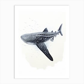  Oil Painting Of A Whale Shark Shadow Outline In Black 4 Art Print