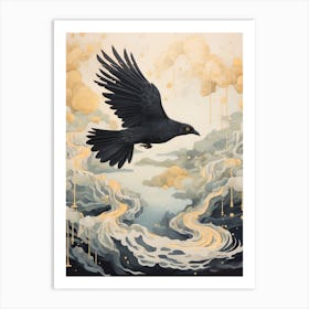 Crow 1 Gold Detail Painting Art Print