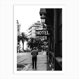 St Sebastian Street Hotel Black And White Print Art Print