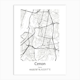 Cenon,France Minimalist Map Art Print