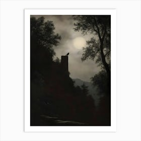 Dark Gothic Crow At Night Art Print