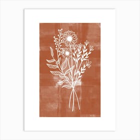 Brushed Terracotta Wildflower Print Art Print