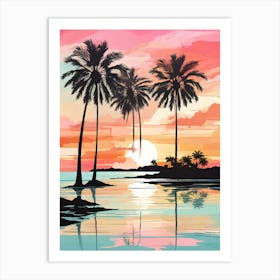 Sunset With Palm Trees 7 Art Print