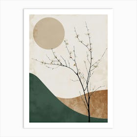 Plum Tree Minimal Japandi Illustration 2 Art Print
