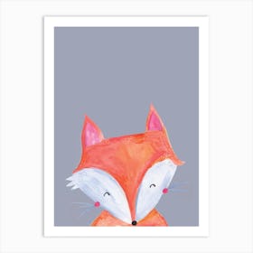 Woodland Fox On Grey Art Print