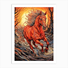 A Horse Painting In The Style Of Grattage 4 Art Print