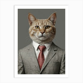 Cat In A Suit 16 Art Print