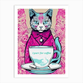 I Purr For Coffee Debonair Cat Art Print