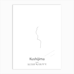 Kushijima,Japan Minimalist Map Art Print