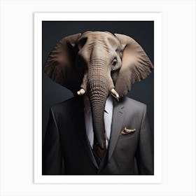 African Elephant Wearing A Suit 2 Art Print