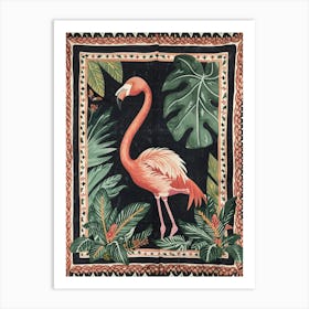 Greater Flamingo And Philodendrons Boho Print 3 Art Print