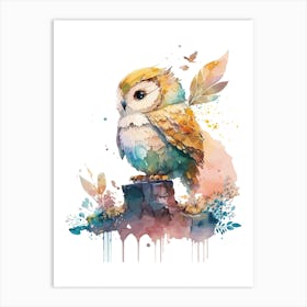 Owl Watercolor Painting Art Print