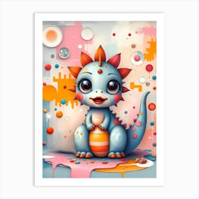 Susi the Brave Dinosaur: A Cute Dinosaur Artwork For Kids Art Print