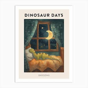 Snoozing Dinosaur Poster Art Print