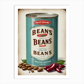 Tin of Beans Vegetables Tomatoes Peppers Chilis Kitchen Wall Art  Art Print