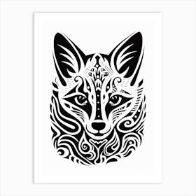 Linocut Fox Abstract Line Illustration 6 Art Print