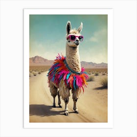 Llama In Sunglasses Art Print