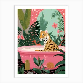 Leopard In A Bathtub Art Print