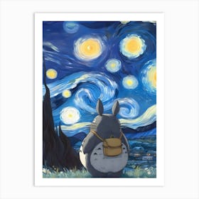 Starry Night Totoro, Vincent Van Gogh Art Print
